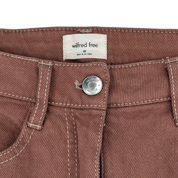 WILFRED FREE Aritzia Date High-Waisted A-Line Mini Skirt Sz 00 GD Sorbet Moka - Picture 4 of 6